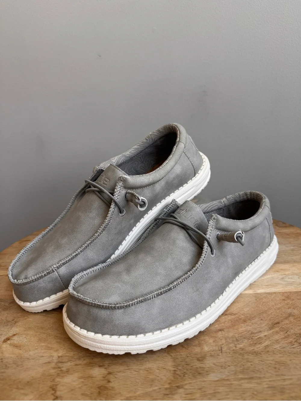 Hey Dude Men's Wally Recycled Leather Silver Birch US Men's US 12 Cork Loafers